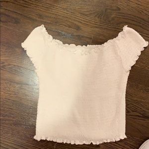 Ribbed white off the shoulder crop top